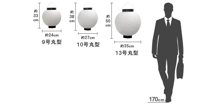 屋外用丸型フルカラー提灯サイズ表