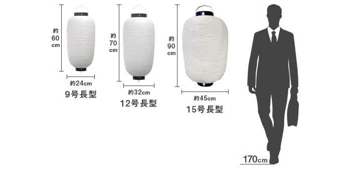 屋外用長型フルカラー提灯サイズ表