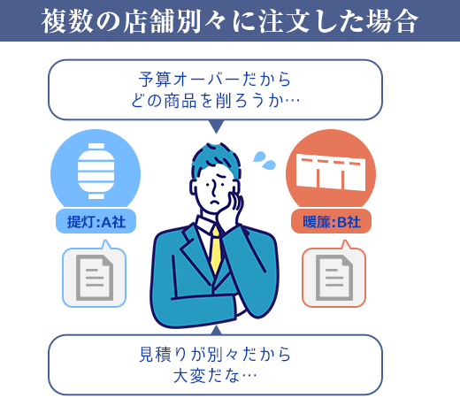 複数の店舗で別々に注文した場合